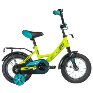 123VECTOR.GN20 Велосипед NOVATRACK 12" VECTOR салатовый, тормоз нож., крылья и багажник чёрн., полна