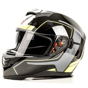 13503 Шлем мото интеграл HIZER J5318 №1 (S) black/yellow (2 визора)
