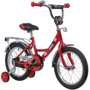 Велосипед NOVATRACK 16" URBAN красный, полная защита цепи, тормоз нож., крылья и багажник хром...