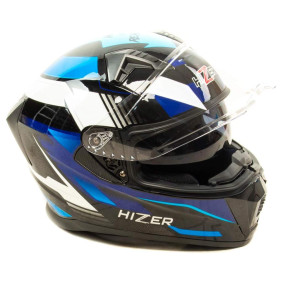 14715 Шлем мото интеграл HIZER J5320 №1 (XL) black/blue (2 визора)