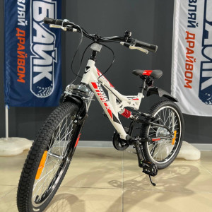 Велосипед NOVATRACK 20" SHARK белый, сталь, 6-скор, Microshift/Power, V-brake