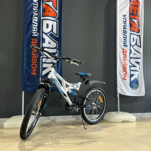 Велосипед NOVATRACK 20" SHARK, серебристый, сталь, 1 скор., V-brake