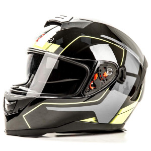 13503 Шлем мото интеграл HIZER J5318 №1 (S) black/yellow (2 визора)