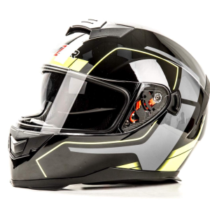 Шлем мото интеграл HIZER J5318 №1 (M) black/yellow (2 визора)